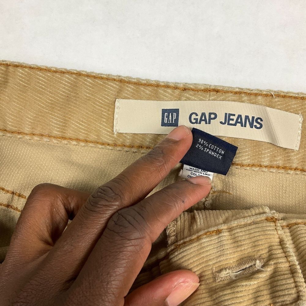 GAP Corduroy Mini Pencil Skirt Tan 90s Y2K Stretch Utility Casual Comfort Size 8 - Picture 4 of 9